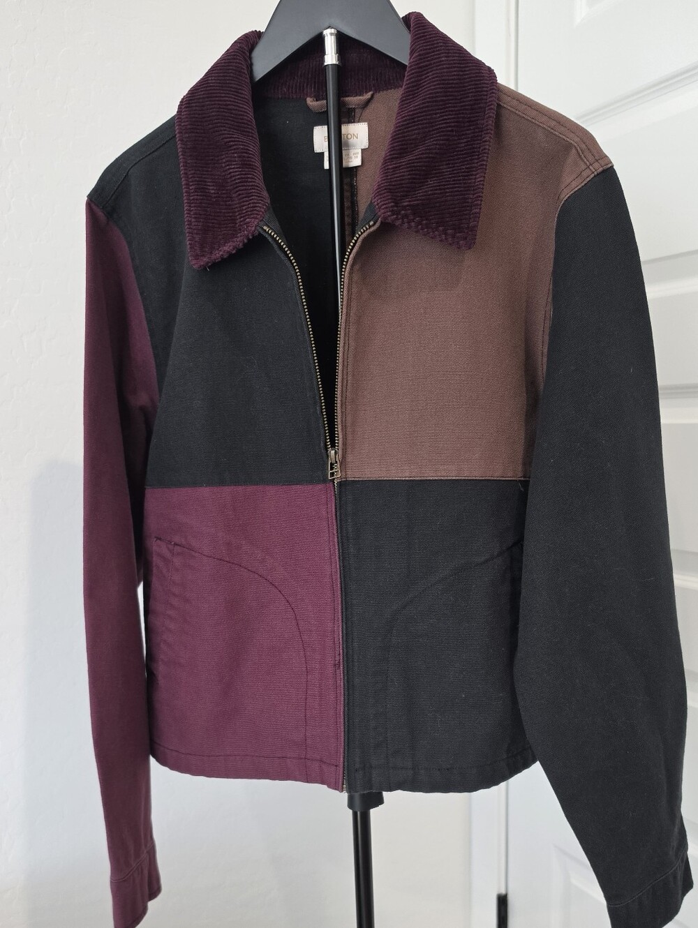 Brixton Black Burgundy Colorblock Utility Zip Canvas Jacket Women's Sz XS XL NWT